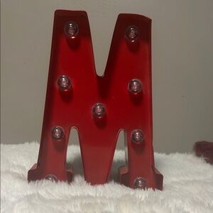 Red Illuminated Letter M Decor